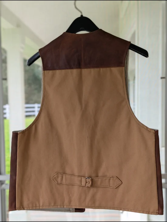 Wah Maker NWOT Leather Canvas Frontier Western Vest Mens Medium - Picture 2 of 5